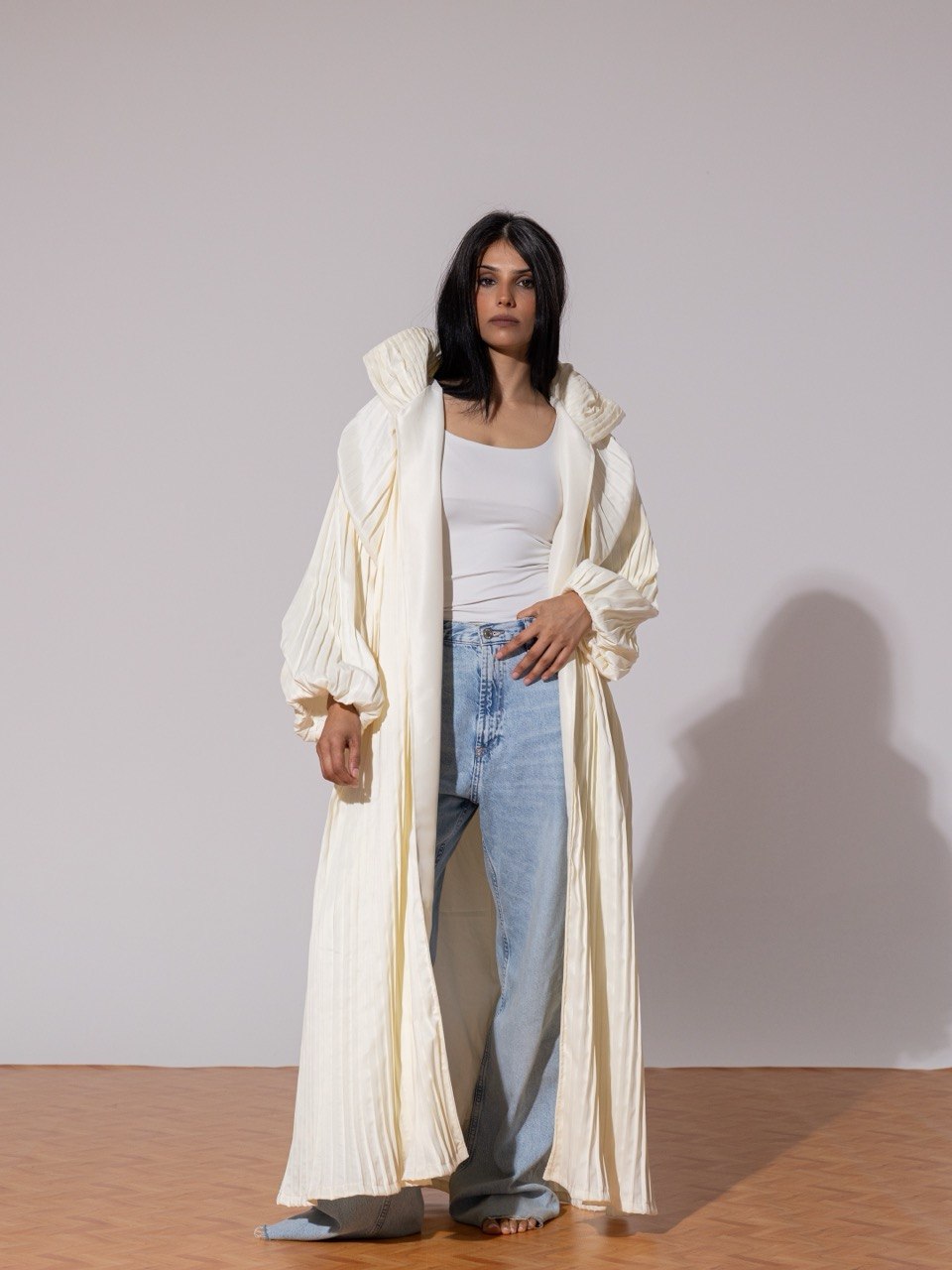 Plisse trench coat