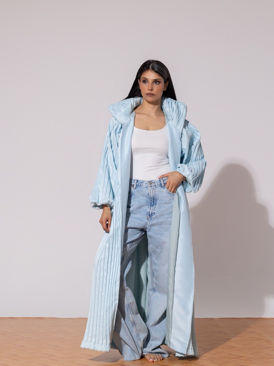 Plisse trench coat