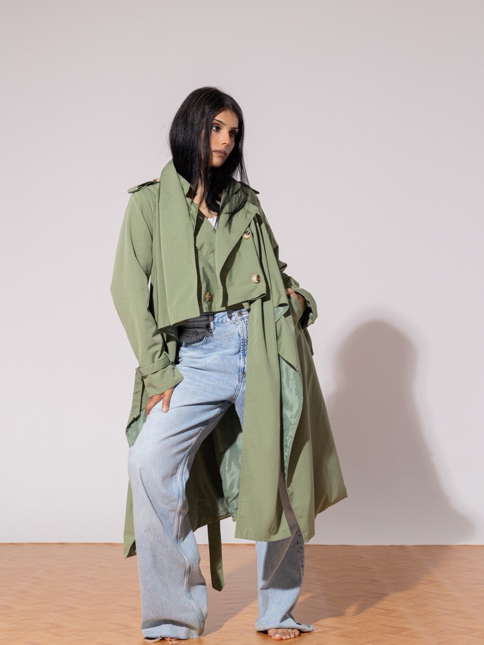 Asymmetry trench coat