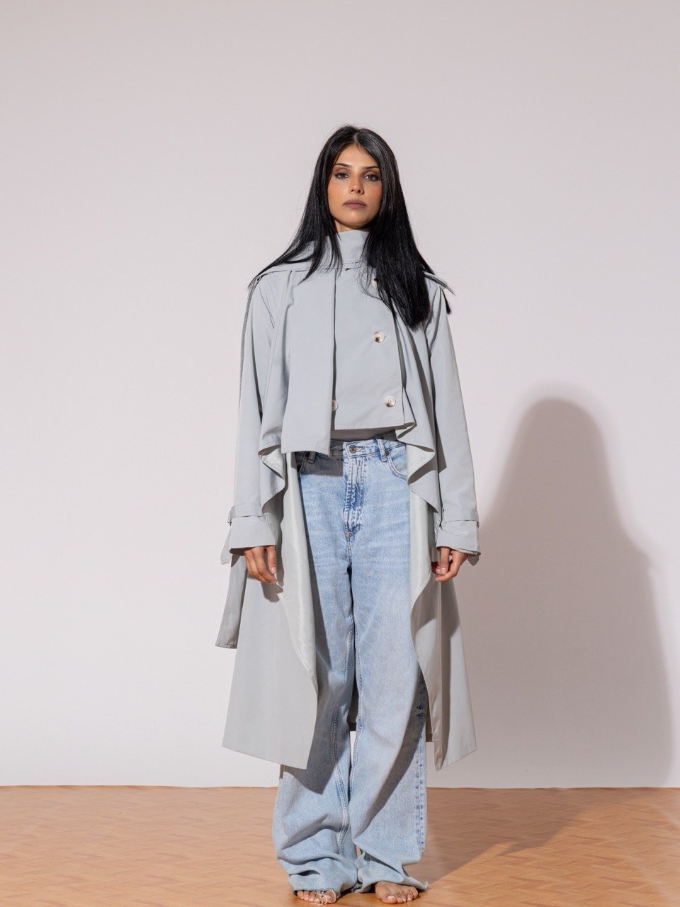 Asymmetry trench coat