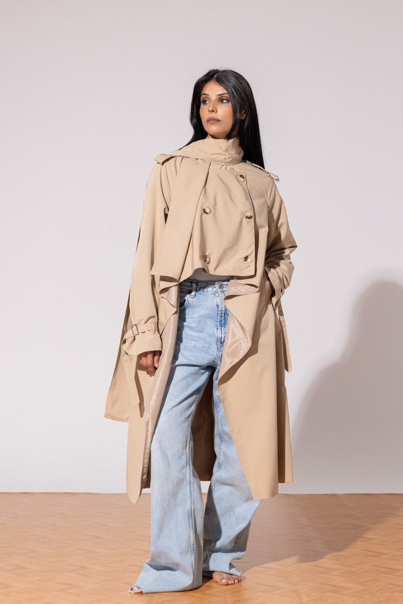 Asymmetry trench coat