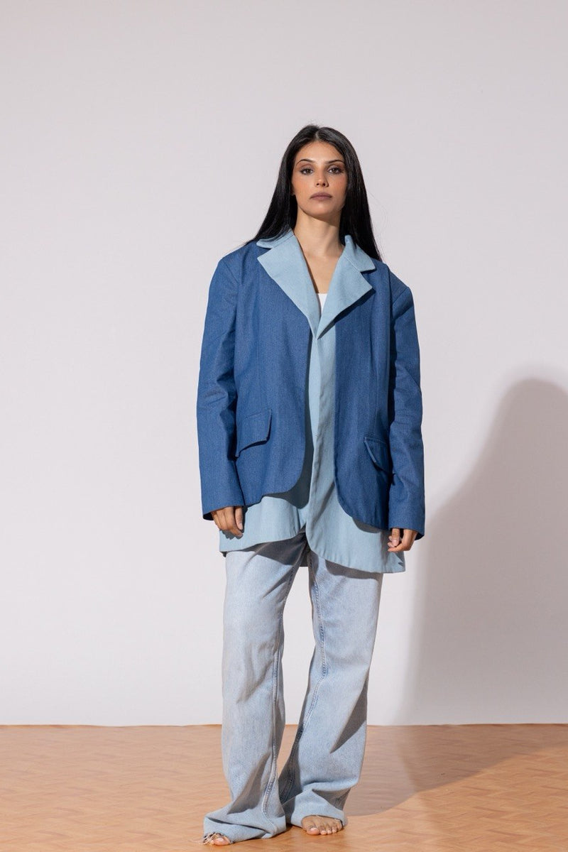 Overlay Denim Blazer