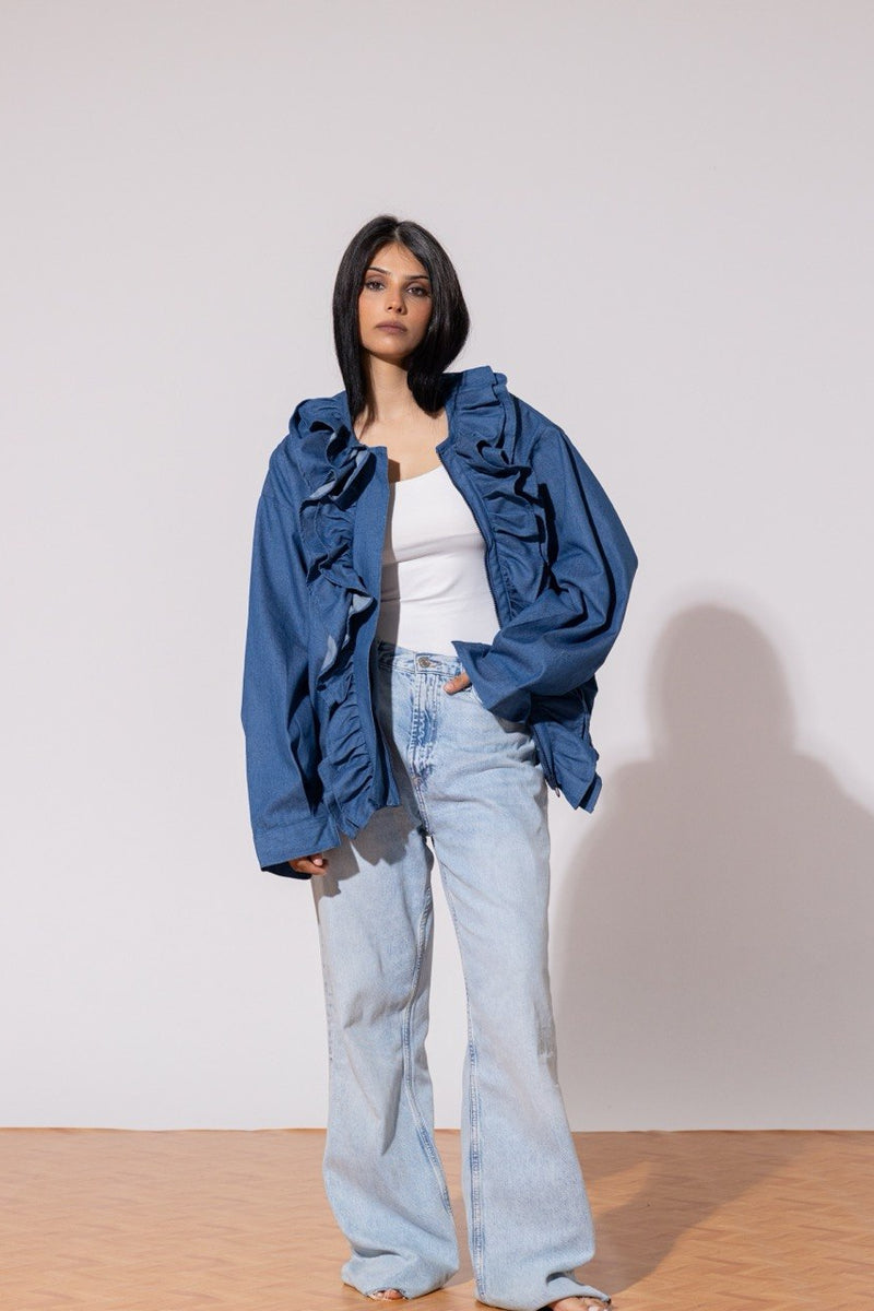 Ruffled denim bombe